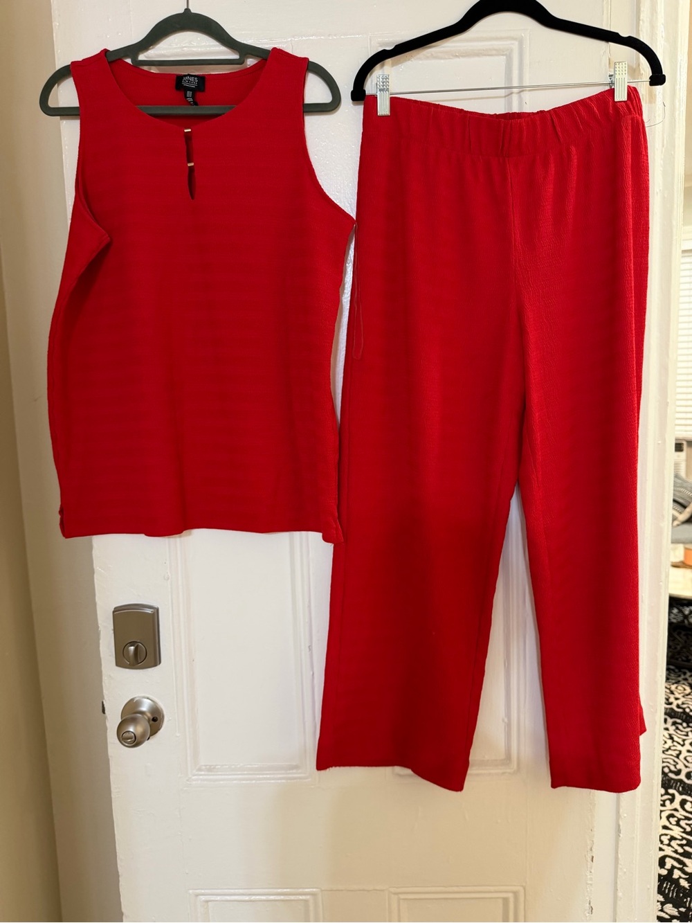 Jones NYC Red Sleeveless Top & Elastic Waist Pants Set